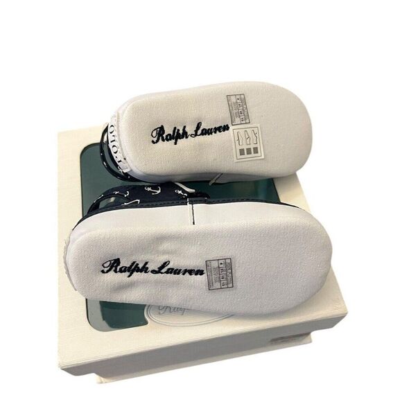 Baby Size 4 Soft Sole Navy Blue Crib Shoes Anchor Print Sandals New In Gift Box - Picture 4 of 6